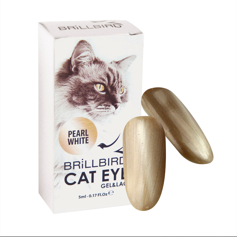 BrillBird - CAT EYE EXTRA Pearl white - gyöngyház színű macskaszem GÉL LAKK 5ml