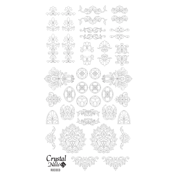 Crystal Nails - Színező alap matrica - Rococo Fekete