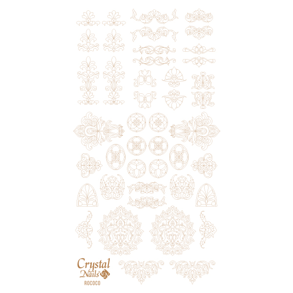 Crystal Nails - Színező alap matrica - Rococo Arany