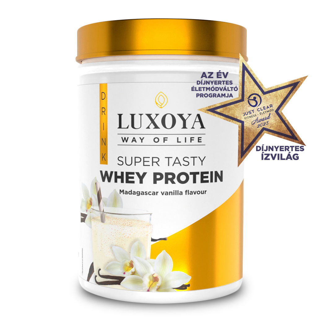 Luxoya - SUPER TASTY WHEY PROTEIN - PRÉMIUM TEJSAVÓ FEHÉRJE ITALPOR 450 g PET - Madagaszkári vanília ízű