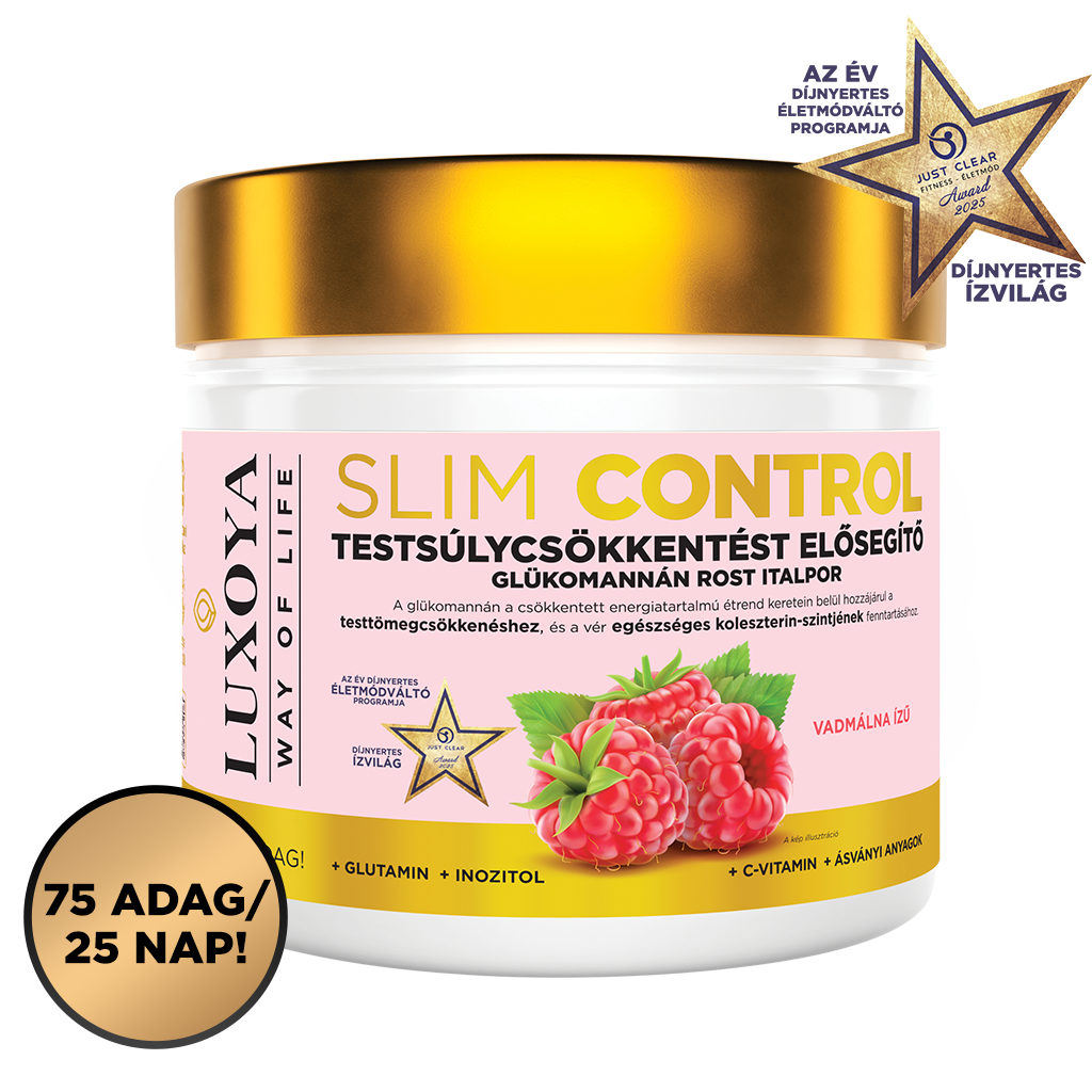 Luxoya - Slim Control - Testsúlycsökkentést elősegítő glükomannán rost italpor – Vadmálna ízű - 300g