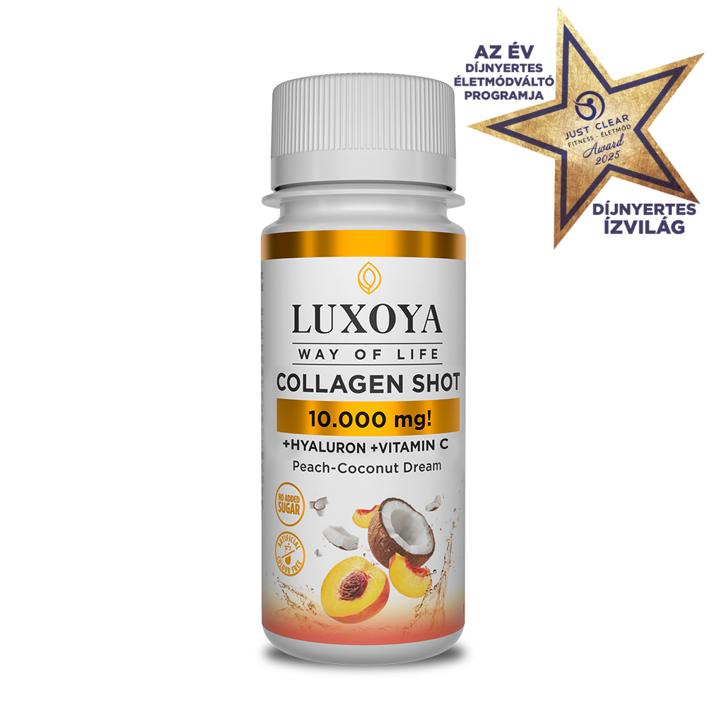 Luxoya - COLLAGEN SHOT 10.000 mg FOLYÉKONY KOLLAGÉN 60 ml - Őszibarack-kókusz ízű