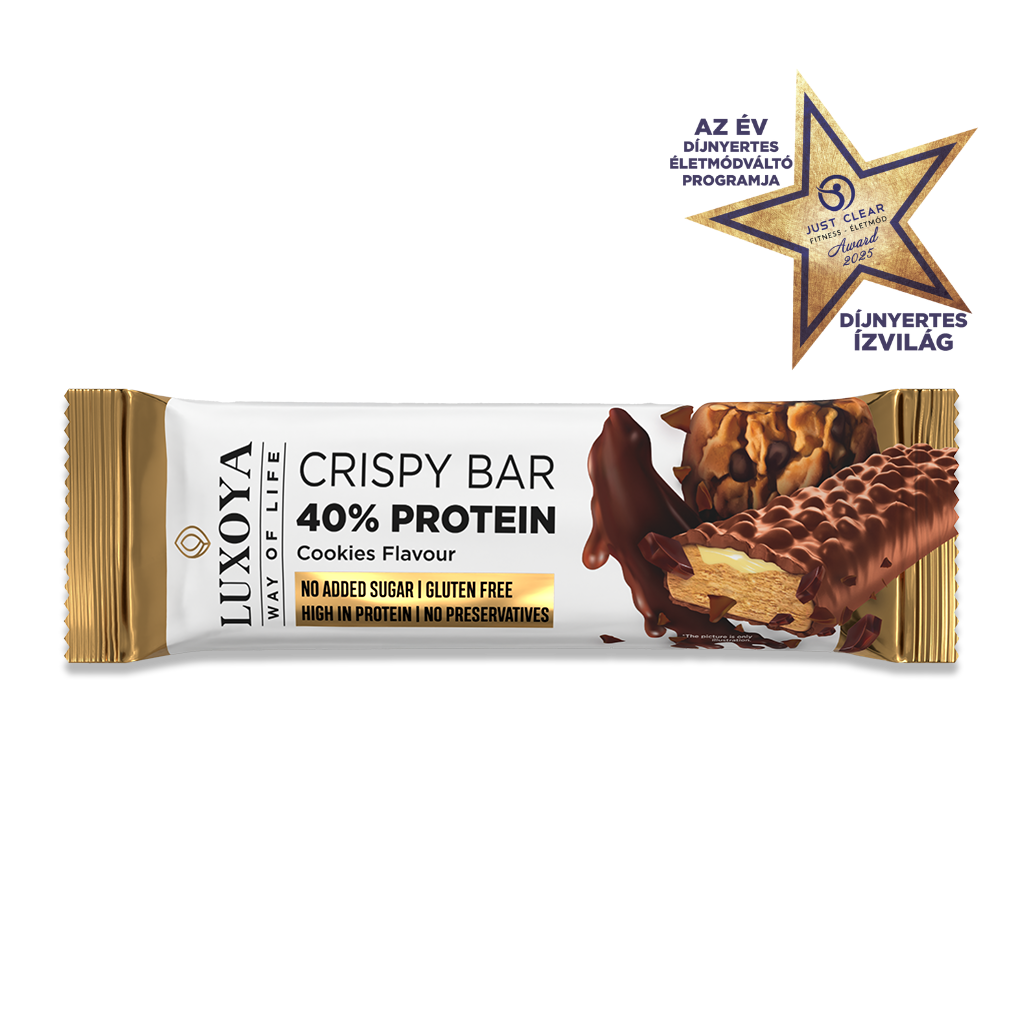 Luxoya - CRISPY BAR 40% PROTEIN ROPPANÓS FEHÉRJESZELET 45 g - Sütemény ízű