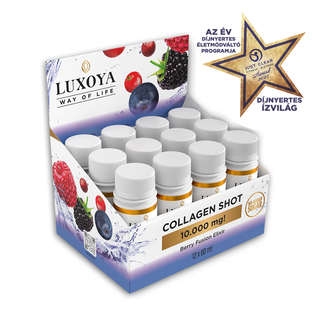 Luxoya - COLLAGEN SHOT 10.000 mg FOLYÉKONY KOLLAGÉN 12x60 ml gyűjtődoboz - Erdei gyümölcs ízű