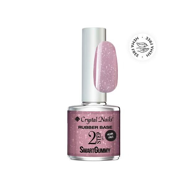 Crystal Nails - 2S SmartGummy HEMA Free Rubber base gel - Nr06 Shimmer rose 8ml