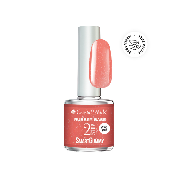 Crystal Nails - 2S SmartGummy HEMA Free Rubber base gel - Nr62 Shimmer Coral 8ml