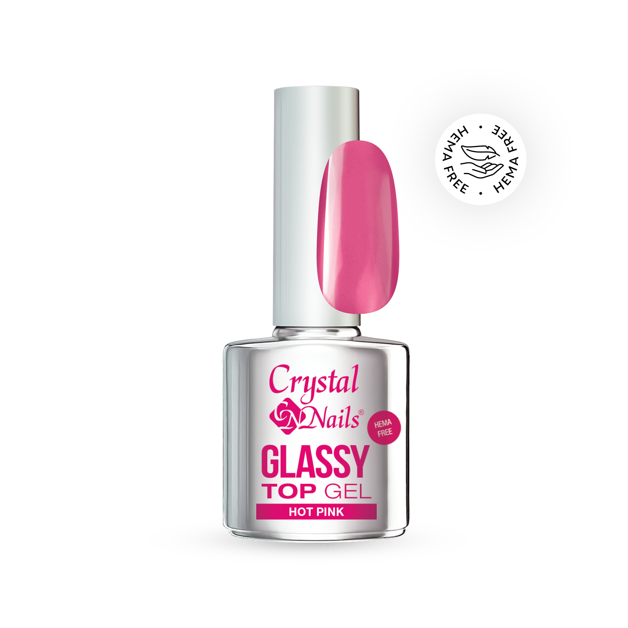 Crystal Nails - Glassy Top Gel - Hot Pink 4ml