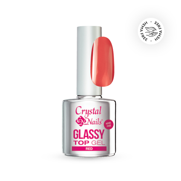 Crystal Nails - Glassy Top Gel - Red 4ml