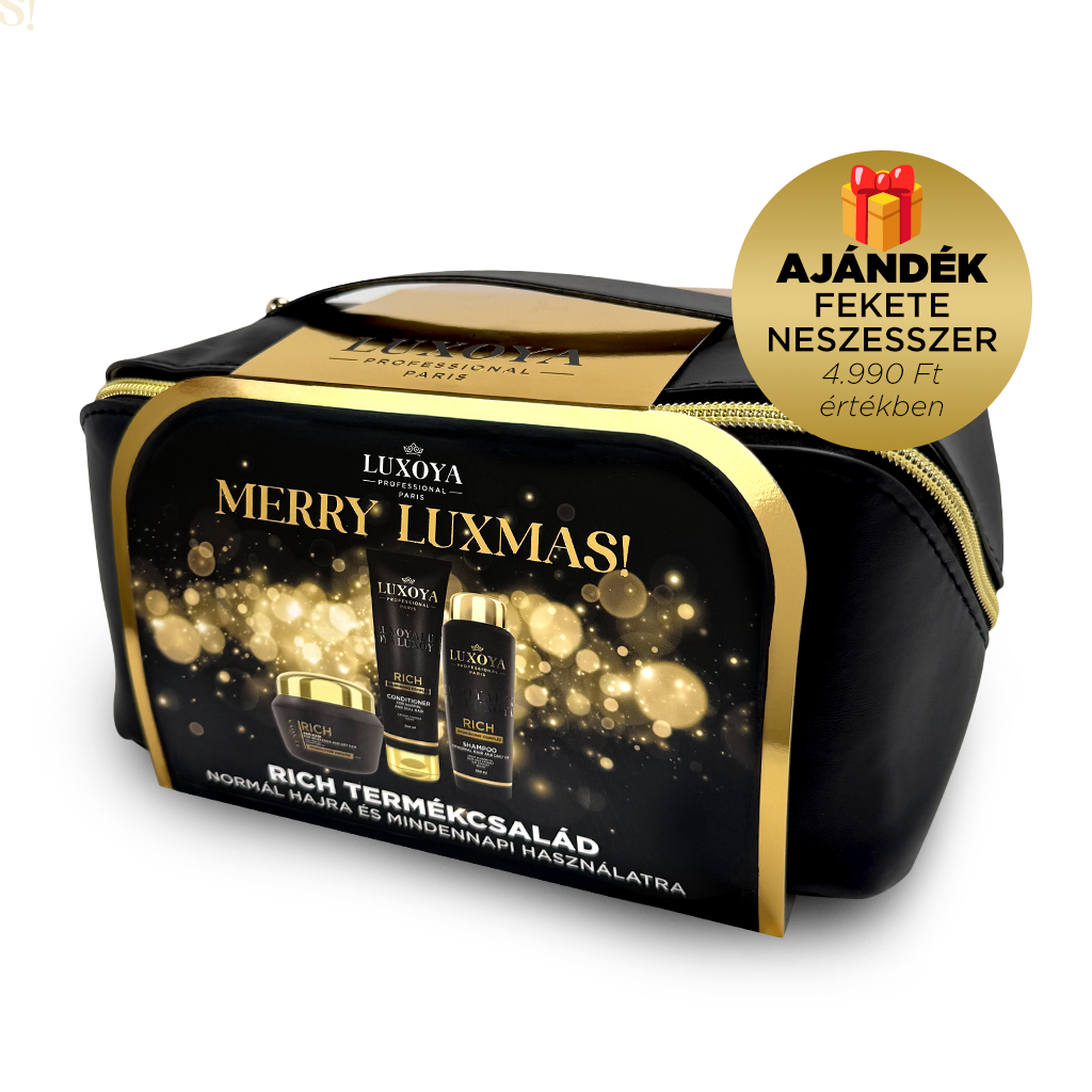 Luxoya Professional Paris - RICH Karácsonyi Ajándékcsomag + Ajándék Fekete Neszesszer (normál hajra)
