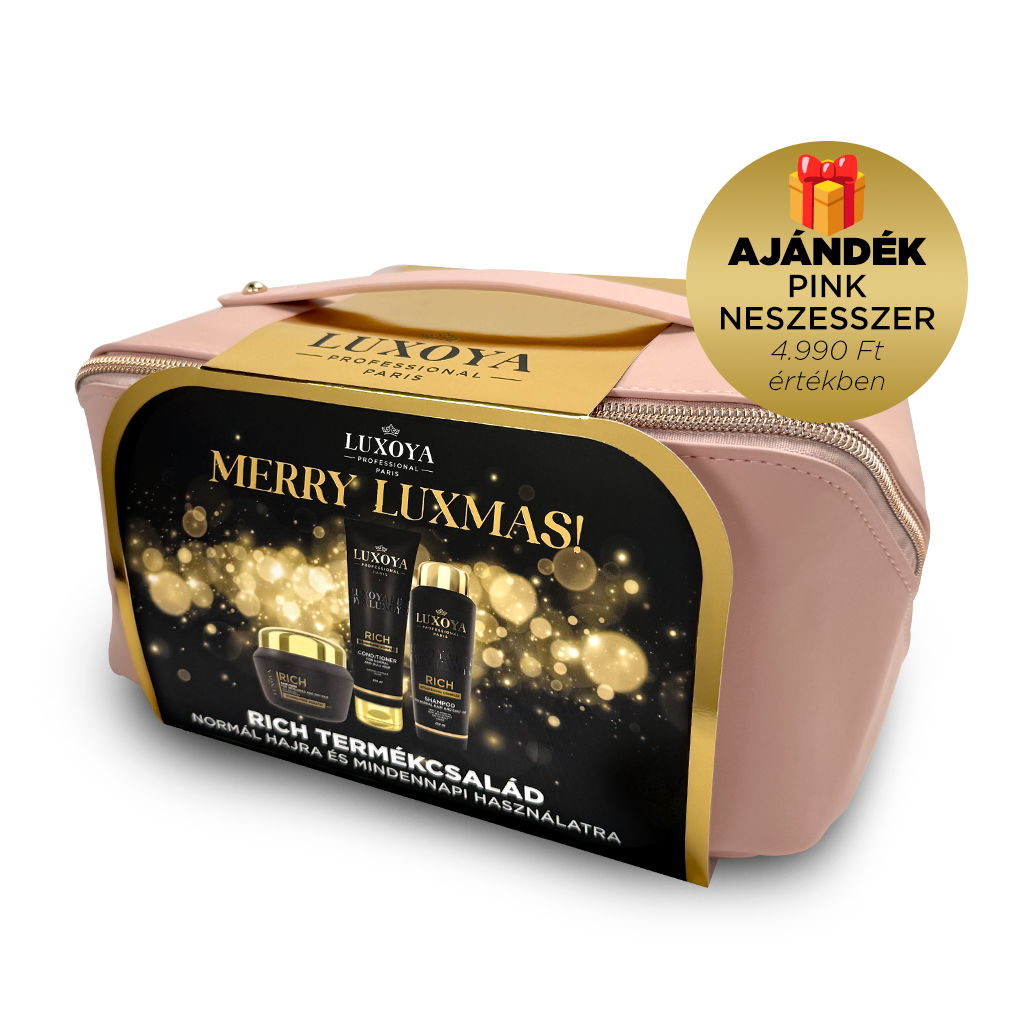 Luxoya Professional Paris - RICH Karácsonyi Ajándékcsomag + Ajándék Pink Neszesszer (normál hajra)