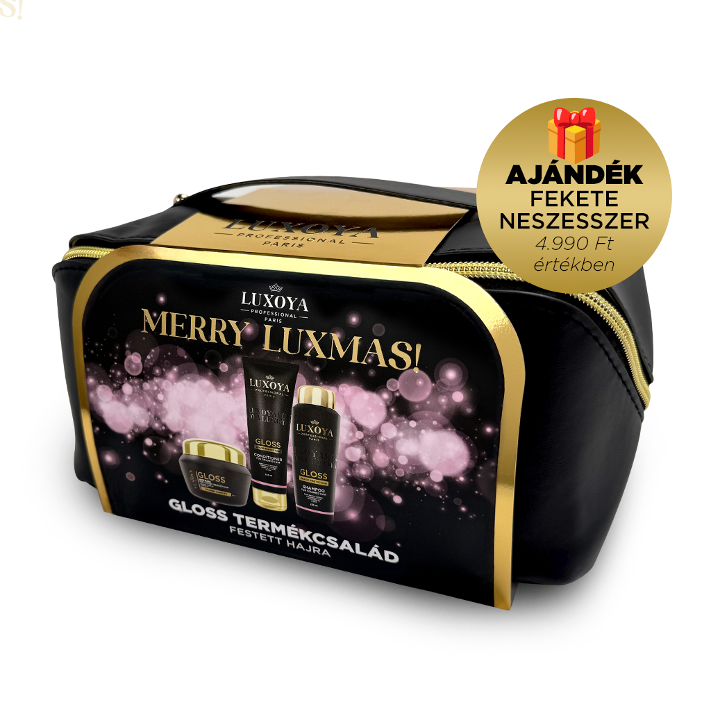 Luxoya Professional Paris - GLOSS Karácsonyi Ajándékcsomag + Ajándék Fekete Neszesszer (festett hajra)