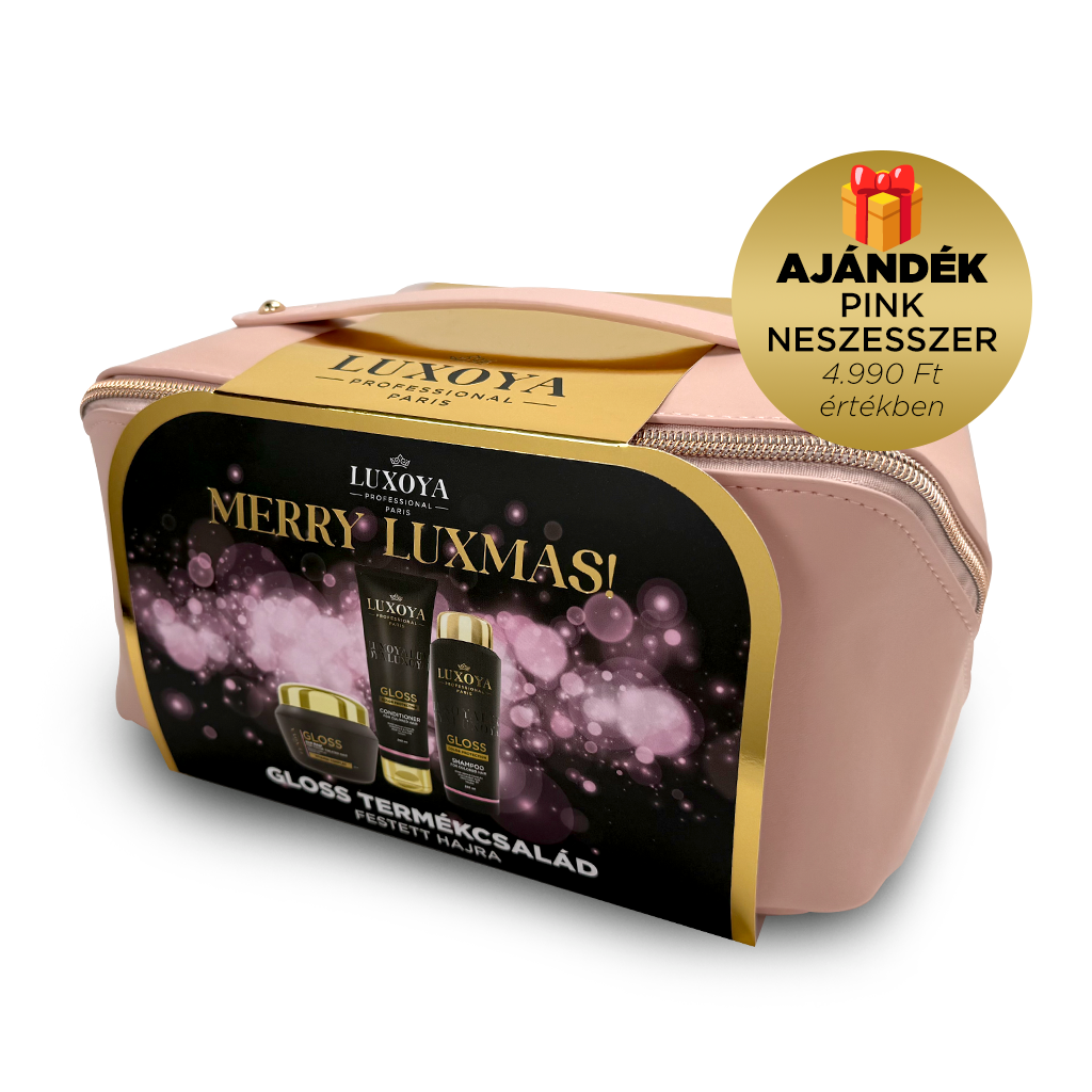 Luxoya Professional Paris - GLOSS Karácsonyi Ajándékcsomag + Ajándék Pink Neszesszer (festett hajra)
