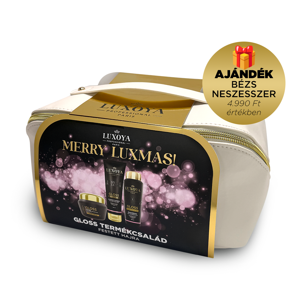 Luxoya Professional Paris - GLOSS Karácsonyi Ajándékcsomag + Ajándék Beige Neszesszer (festett hajra)