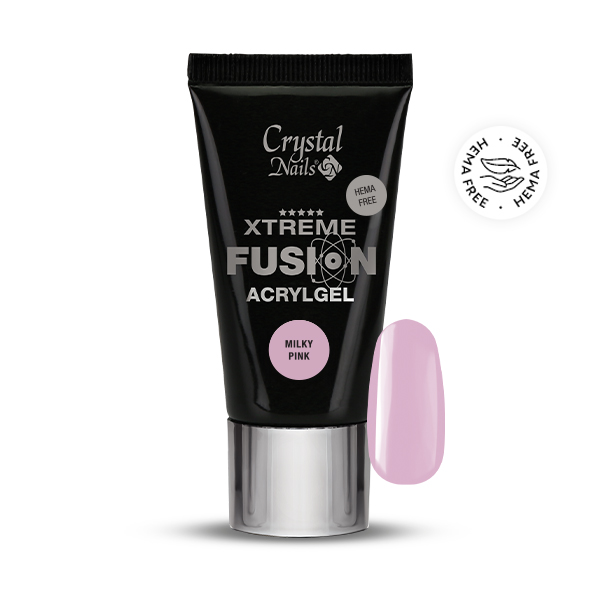 Crystal Nails - HEMA Free Xtreme Fusion AcrylGel - Milky Pink 27ml (30g)