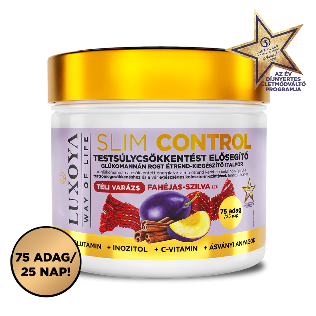 Luxoya Professional Paris - Slim Control - Testsúlycsökkentést elősegítő glükomannán rost italpor – Fahéjas-szilva ízű - 300g