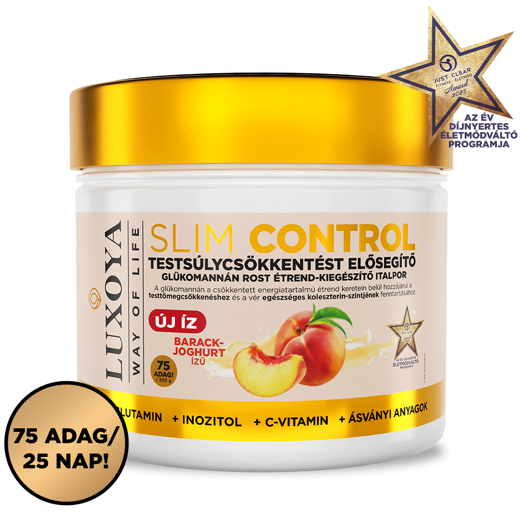 Luxoya Professional Paris - Slim Control - Testsúlycsökkentést elősegítő glükomannán rost italpor – Barack-Joghurt ízű - 300g