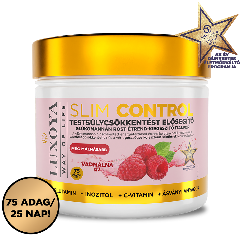 Luxoya Professional Paris - Slim Control - Testsúlycsökkentést elősegítő glükomannán rost italpor – Vadmálna ízű - 300g