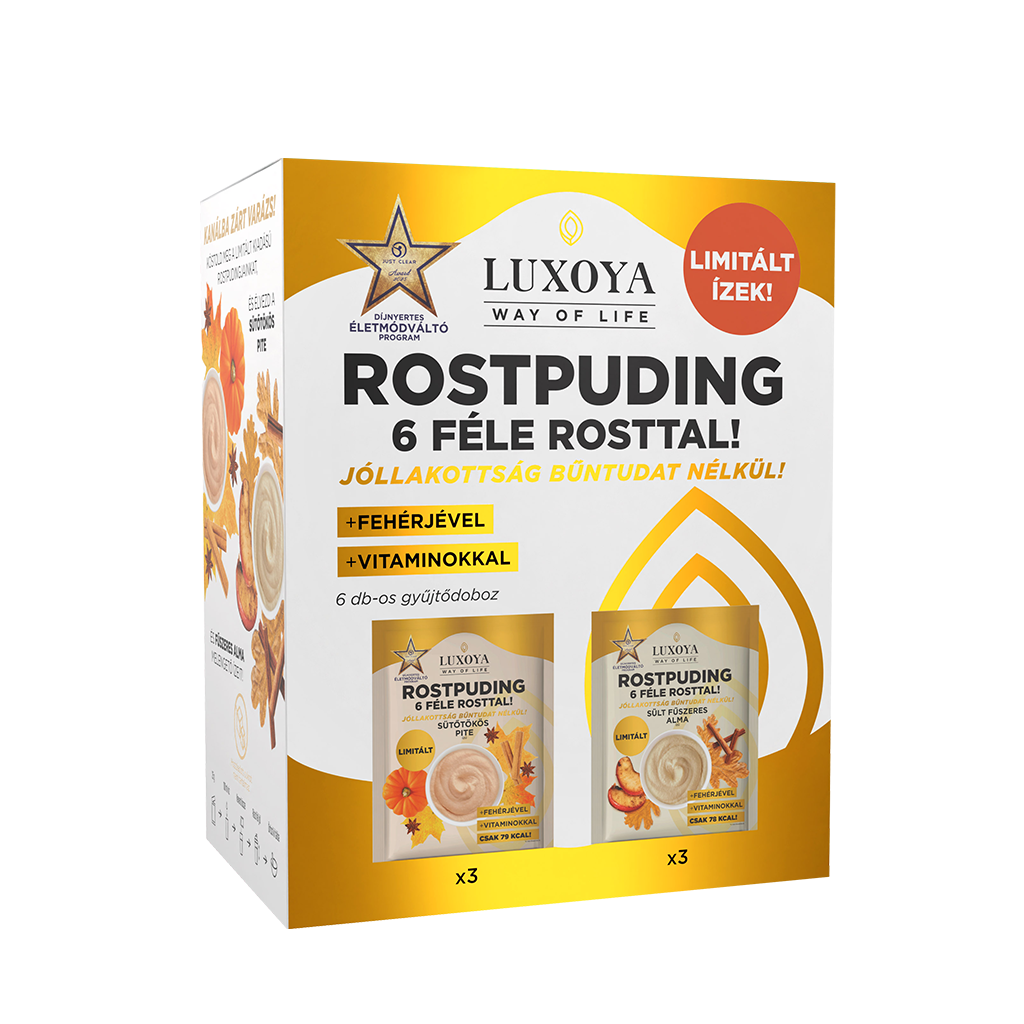 Luxoya Professional Paris - LIMITÁLT TÉLI - Rostpuding 6 féle rosttal - kóstolócsomag - Sütőtök pite, Sült fahéjas alma - 6x25g