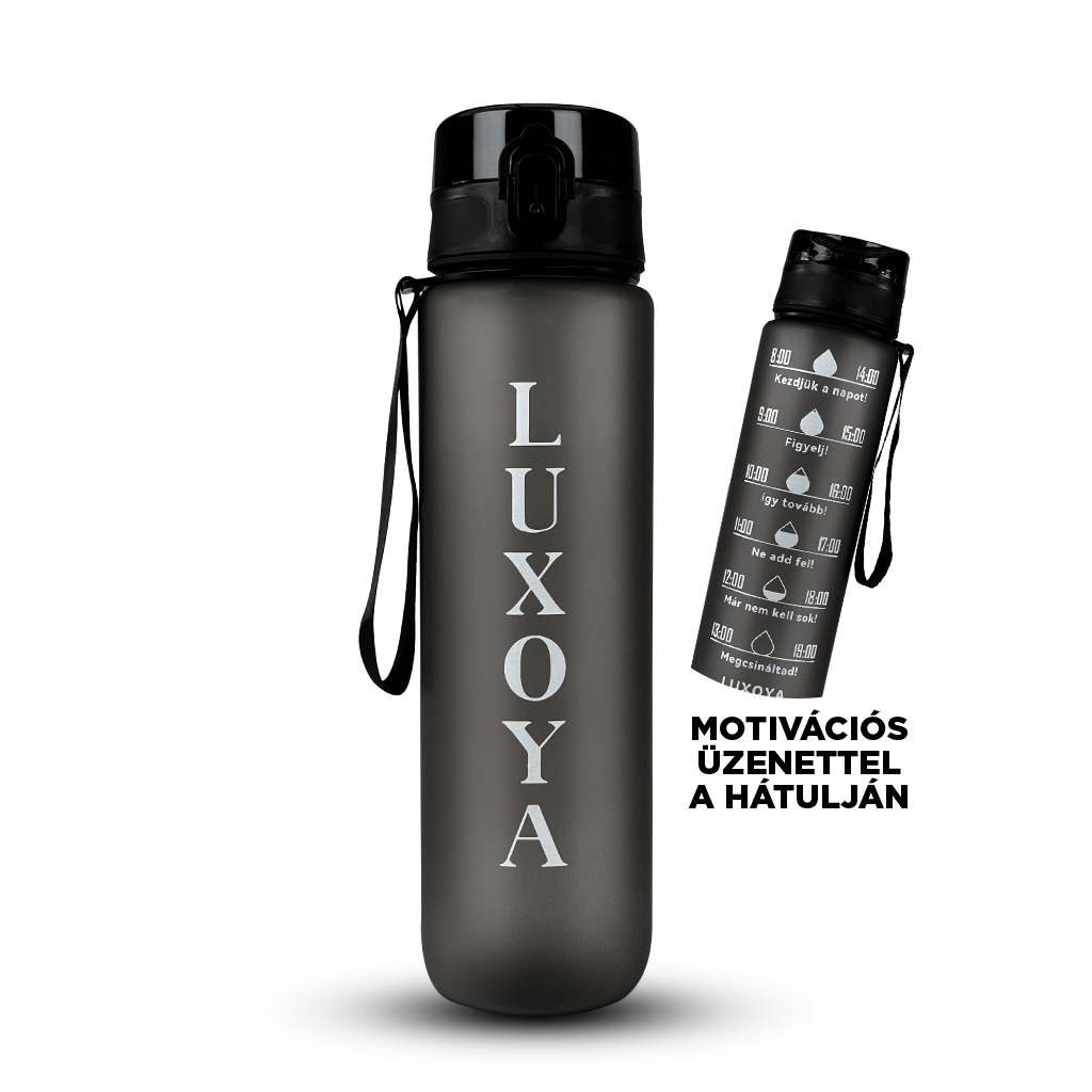 Luxoya Professional Paris - Motivációs fitnesz kulacs - fekete