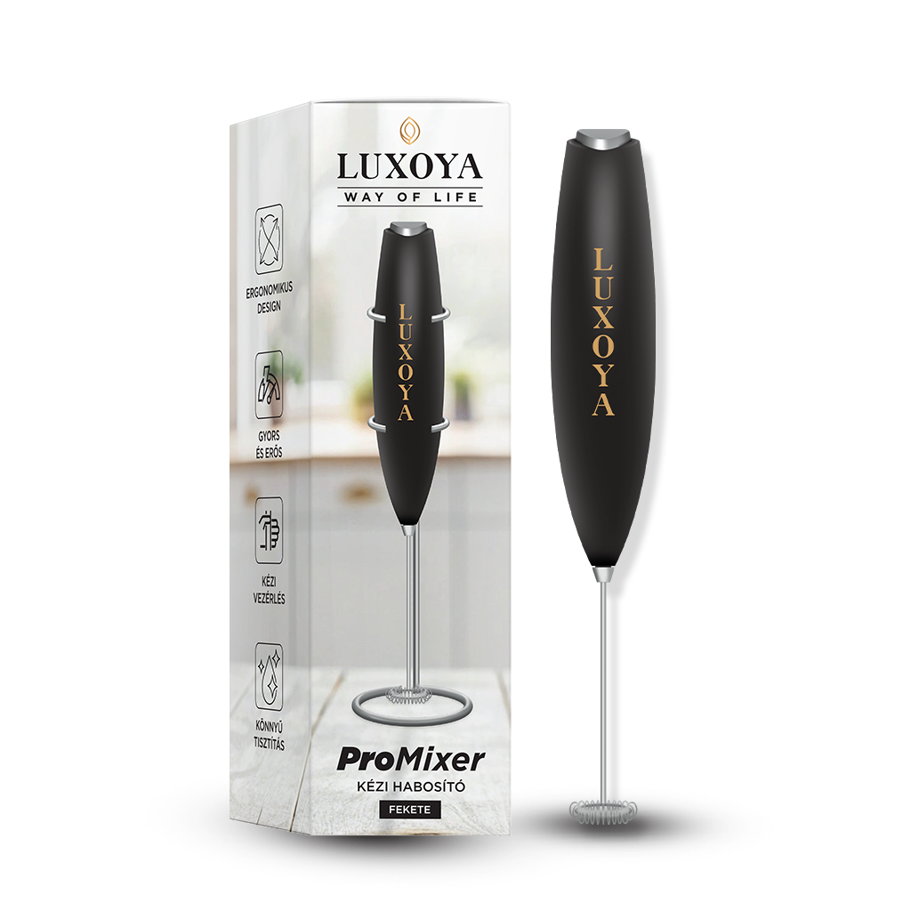 Luxoya Professional Paris - Pro Mixer kézi habosító tartóállvánnyal- fekete