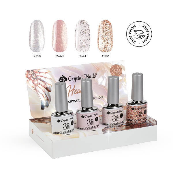 Crystal Nails - 3 STEP HEMA Free Kit Heaven Shimmer & Glitter 2026 (4x4ml)