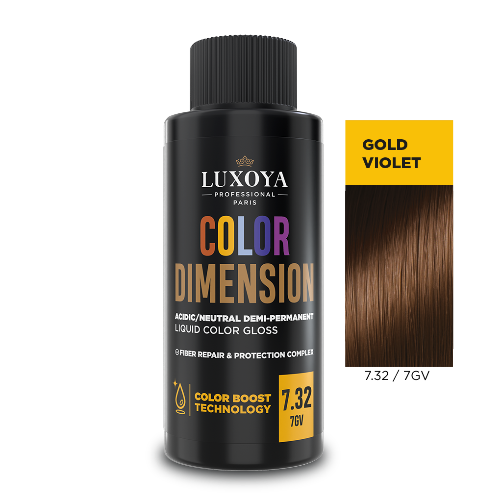 Luxoya Professional Paris - COLOR DIMENSION - Ápoló és ragyogást fokozó hajszínező 7.32/7GV - 60ml