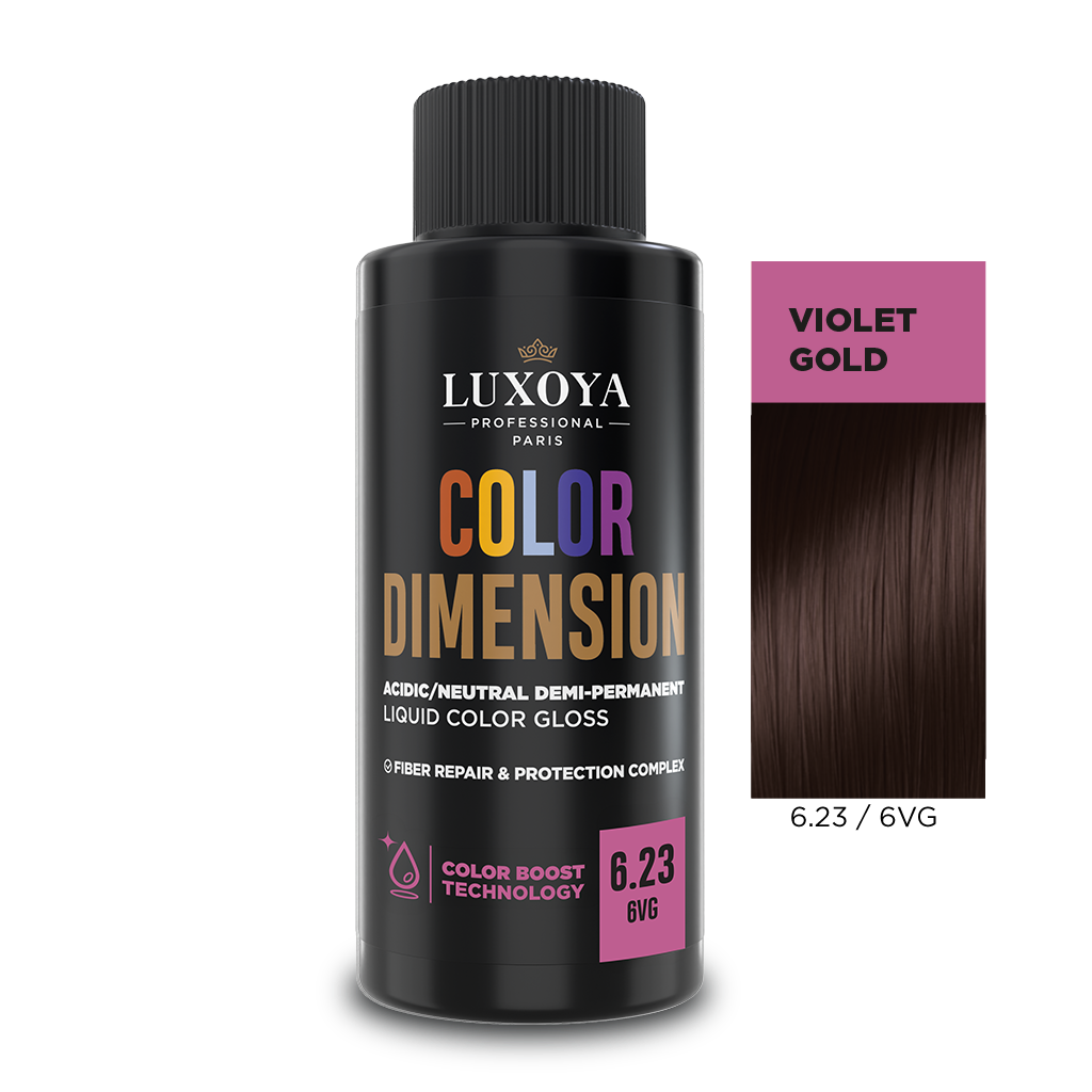 Luxoya Professional Paris - COLOR DIMENSION - Ápoló és ragyogást fokozó hajszínező 6.23/6VG - 60ml