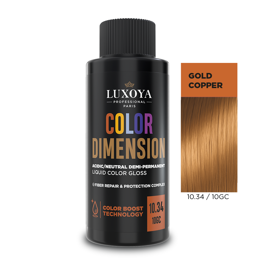 Luxoya Professional Paris - COLOR DIMENSION - Ápoló és ragyogást fokozó hajszínező 10.34/10GC - 60ml