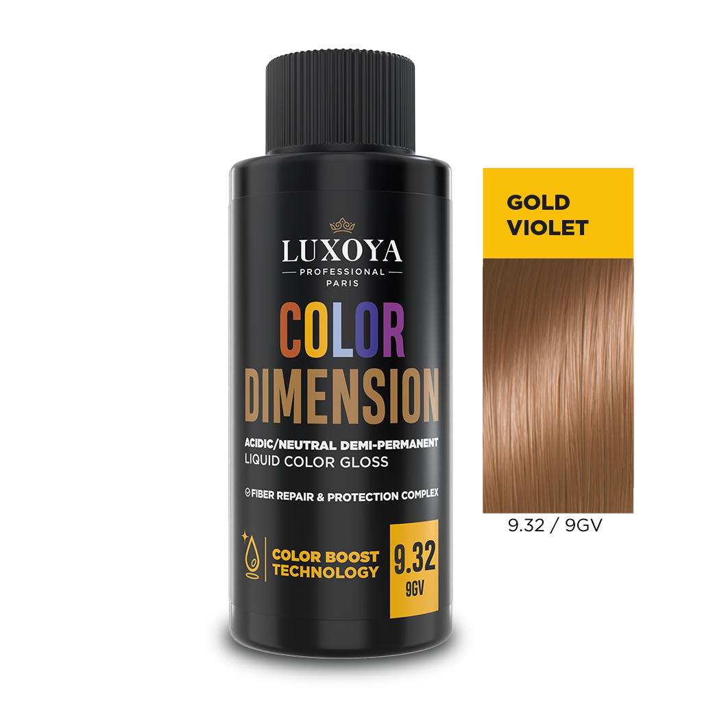 Luxoya Professional Paris - COLOR DIMENSION - Ápoló és ragyogást fokozó hajszínező 9.32/9GV - 60ml