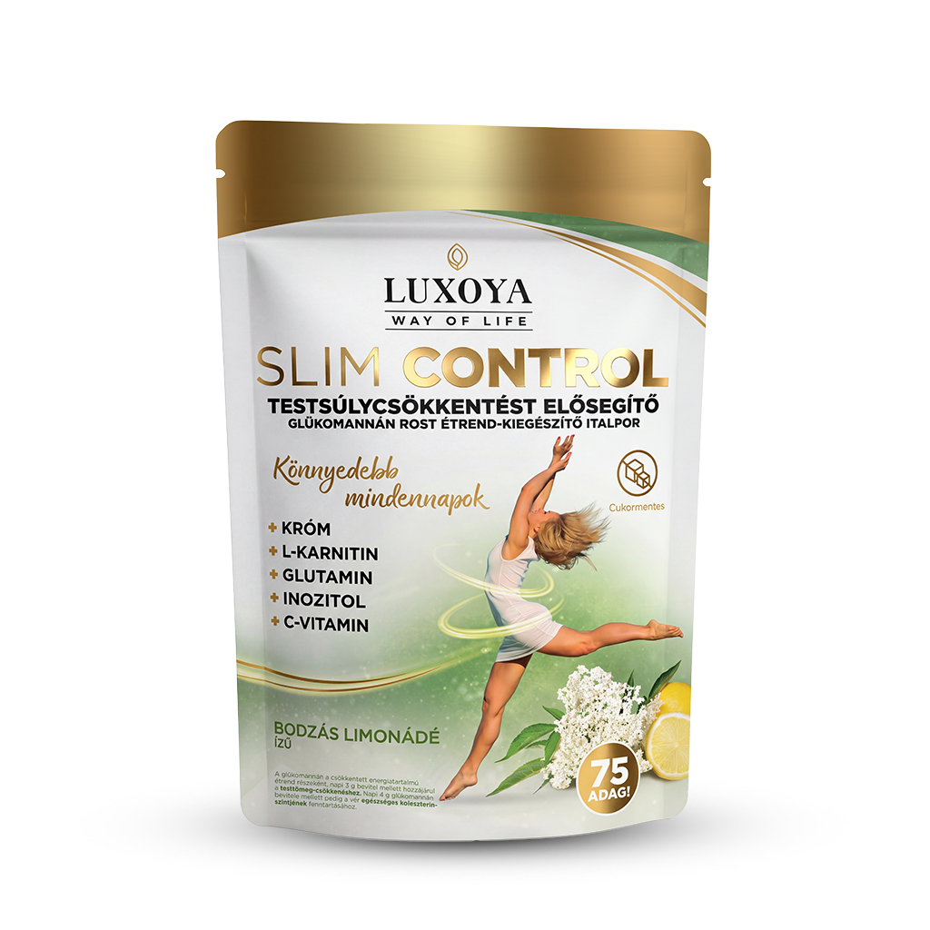 Luxoya Professional Paris - Slim Control – Testsúlycsökkentést támogató glükomannán rost italpor – Bodzás limonádé íz – 300 g