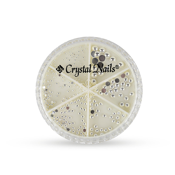 Crystal Nails - Metál körömgyöngy készlet - félgyöngy - Ezüst