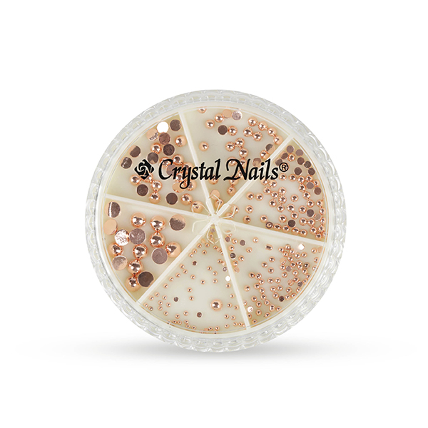 Crystal Nails - Metál körömgyöngy készlet - félgyöngy - Rosegold