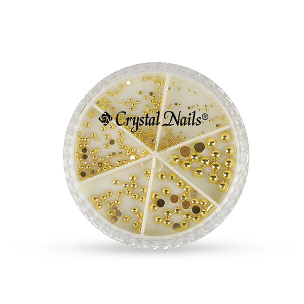 Crystal Nails - Metál körömgyöngy készlet - félgyöngy - Arany