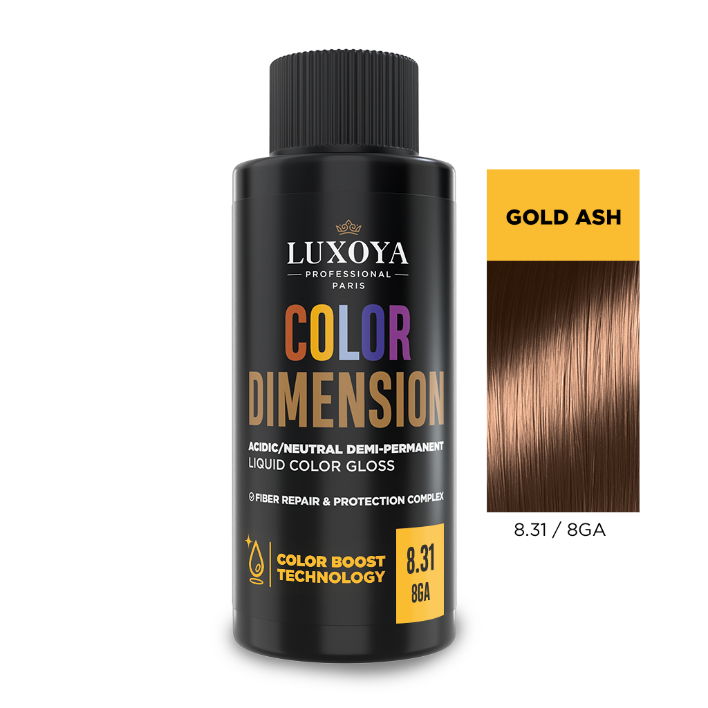 Luxoya Professional Paris - COLOR DIMENSION - Ápoló és ragyogást fokozó hajszínező 8.31/8GA - 60ml