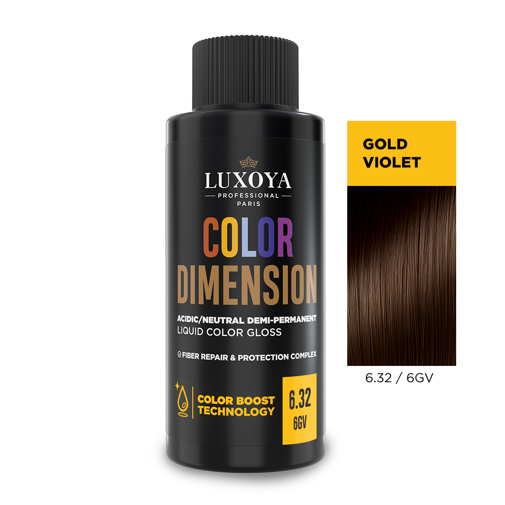 Luxoya Professional Paris - COLOR DIMENSION - Ápoló és ragyogást fokozó hajszínező 6.32/6GV - 60ml