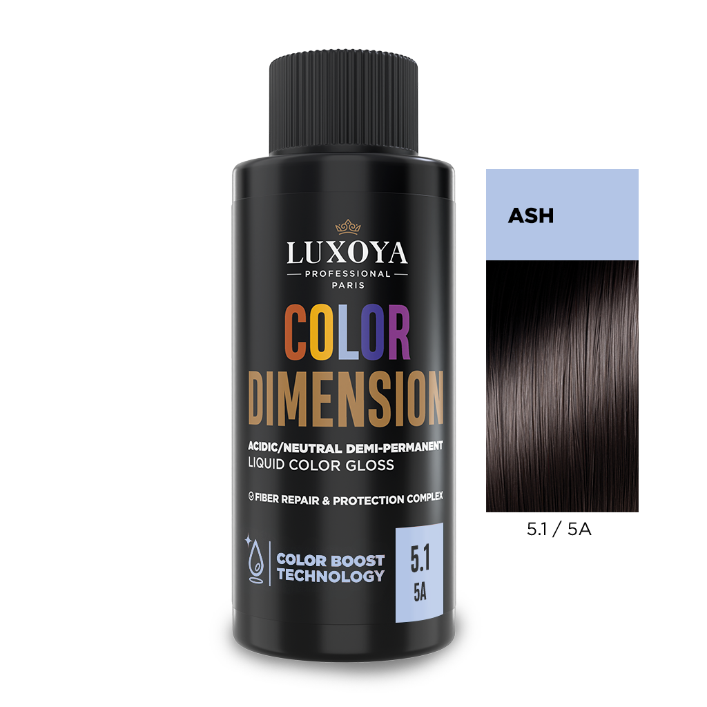 Luxoya Professional Paris - COLOR DIMENSION - Ápoló és ragyogást fokozó hajszínező 5.1/5A - 60ml