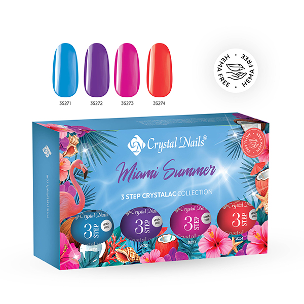 Crystal Nails - 3 STEP HEMA Free CrystaLac Kit - Miami Summer 2026 (4x4ml)