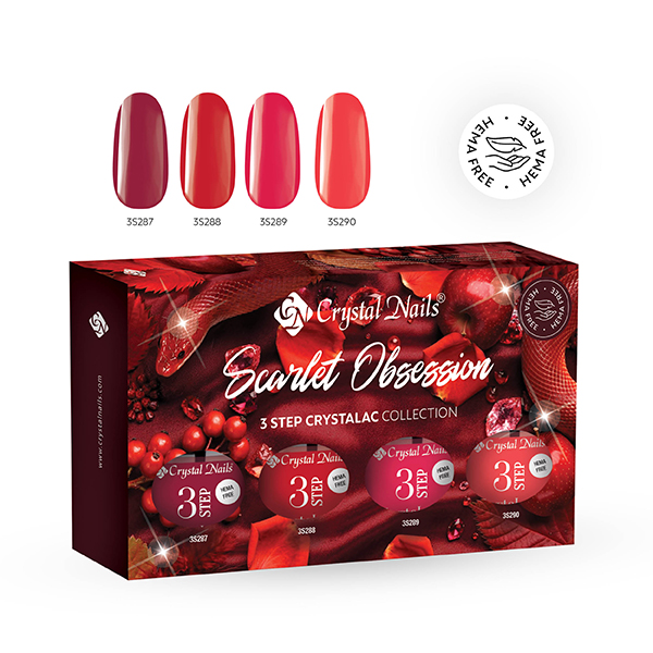 Crystal Nails - 3 STEP HEMA FREE KIT - Scarlet Obsession 2026 (4X4ml)