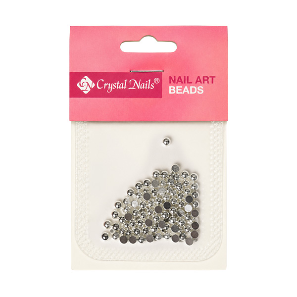 Crystal Nails - METÁL KÖRÖMGYÖNGY UTÁNTÖLTŐ - FÉLGYÖNGY - silver 3mm