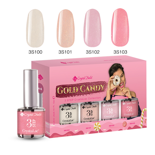 Crystal Nails - Gold Candy 3 Step CrystaLac készlet (4X4ml)