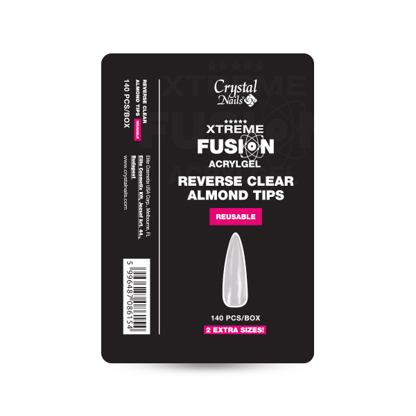 Crystal Nails - Xtreme Fusion AcrylGel-hez Almond Reverse Clear Tip - 140 db