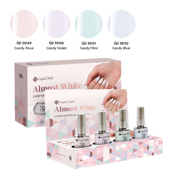 Crystal Nails - Almost White 3 STEP CrystaLac készlet (4x4ml)