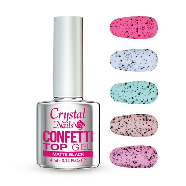 Crystal Nails - Confetti Top Gel - Matte Black 4ml