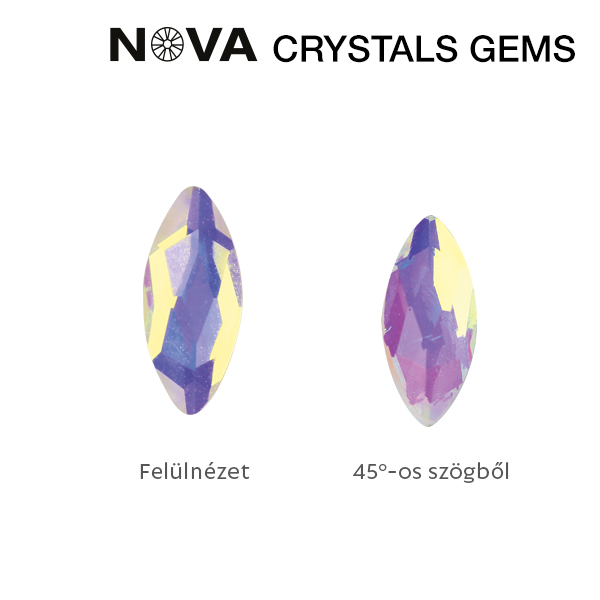 Crystal Nails - NOVA Crystals Gems Formakő - 3,4x8 mm búzaszem (Aurora)