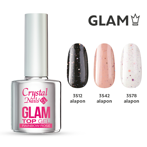 Crystal Nails - Glam top gel 4ml - Rainbow rose