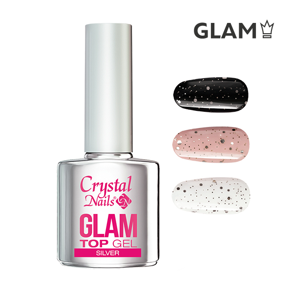 Crystal Nails - Glam top gel 4ml - Silver