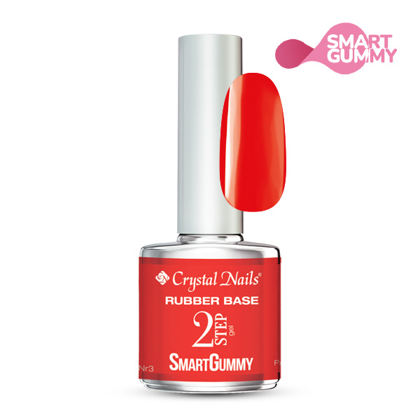 Crystal Nails - 2S SmartGummy Rubber base gel - Nr3 Passion Red 8ml