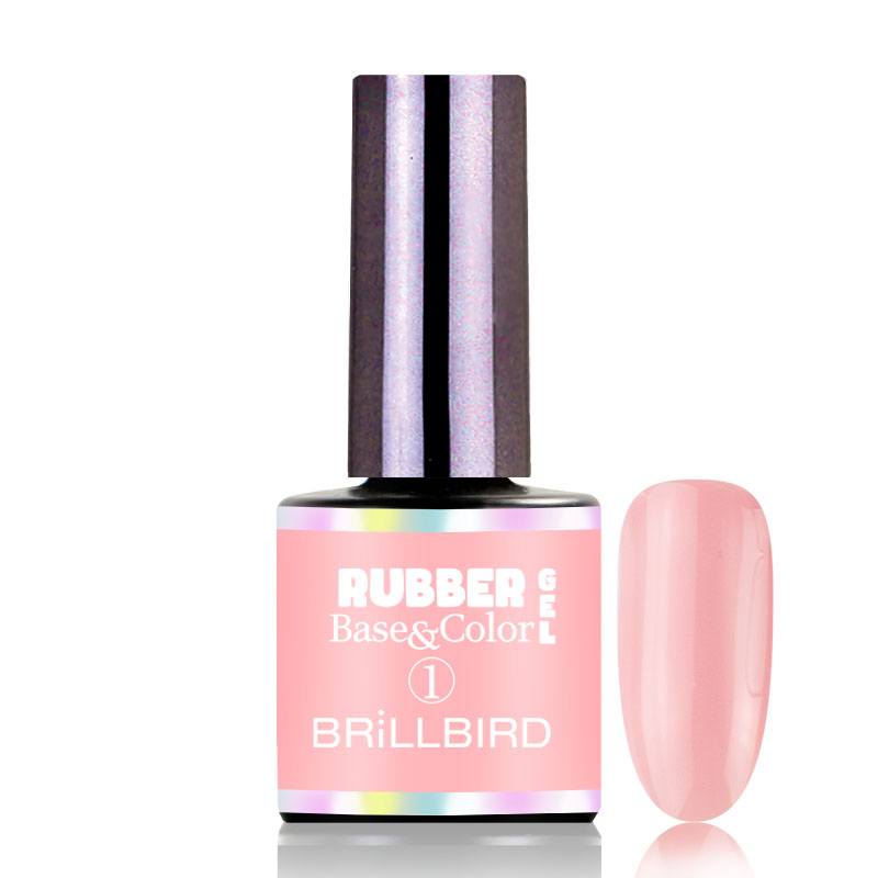 BrillBird - Rubber Gel Base&Color - 1 Pink 8ml