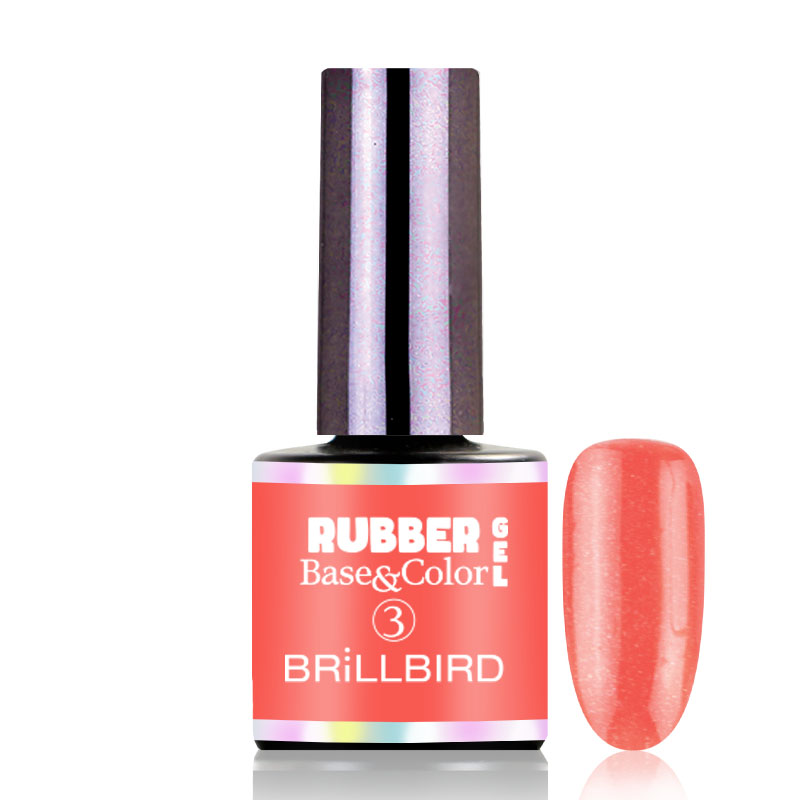 BrillBird - Rubber Gel Base&Color - 3 Coral - White Shine 8ml