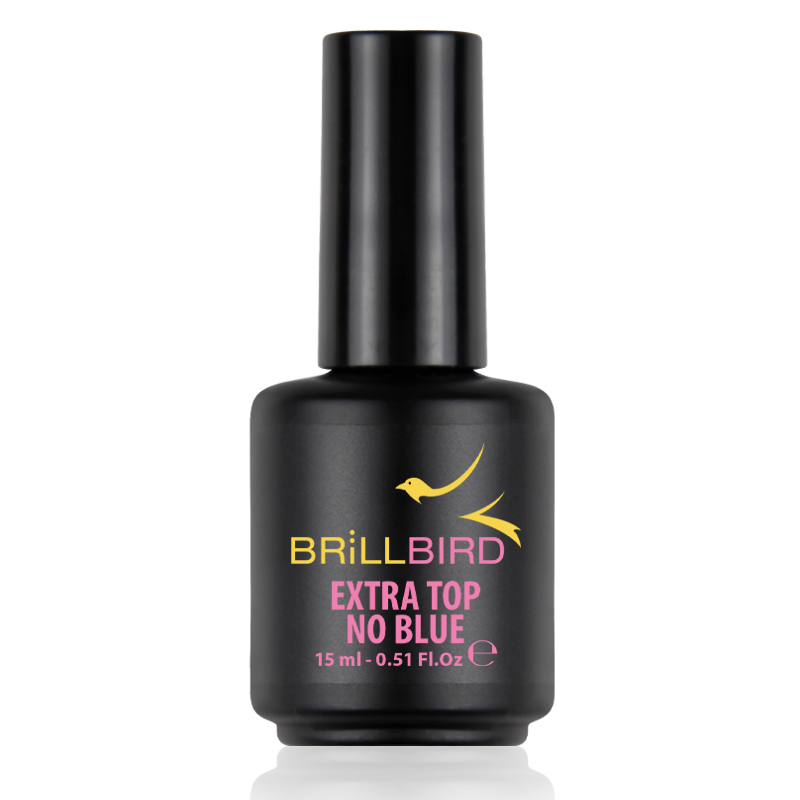 BrillBird - Extra Top - No Blue 15ml - Nagy kiszerelés! Fixálásmentes, nem kékítő fedőfény 